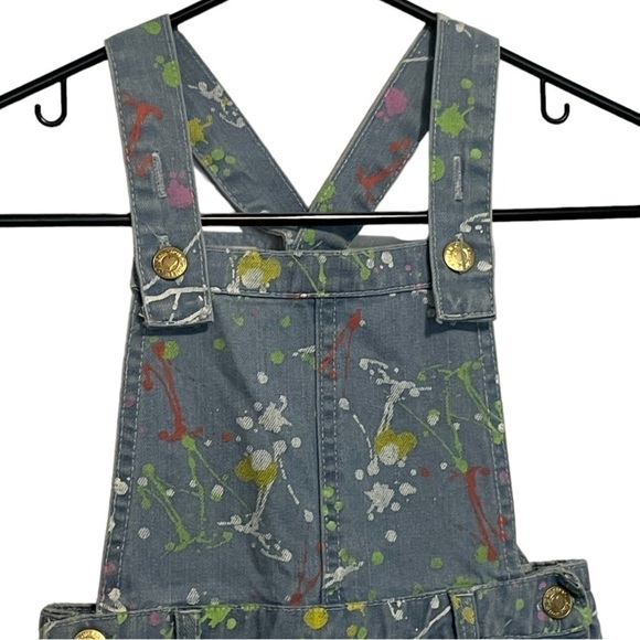ChilliPop Denim Skirt Overall Paint Splatter Girl’s Size 4 - Picture 2 of 9